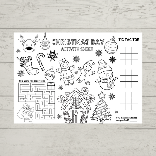 A4 Colouring Activity Sheets | Christmas Day Activity Sheets | Christmas Placemats (Design 2)
