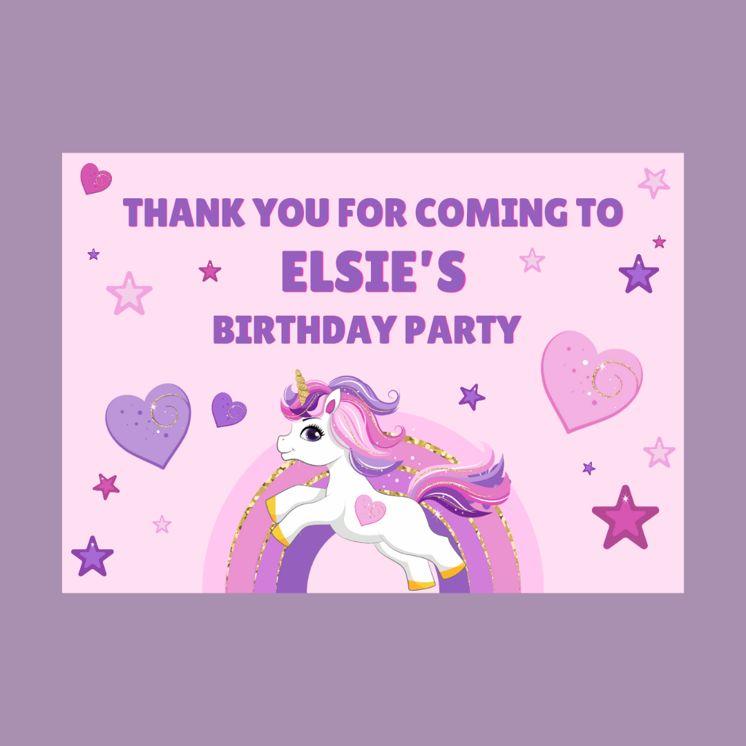 Rectangle Stickers | Unicorn Party Stickers | Party Bag Stickers