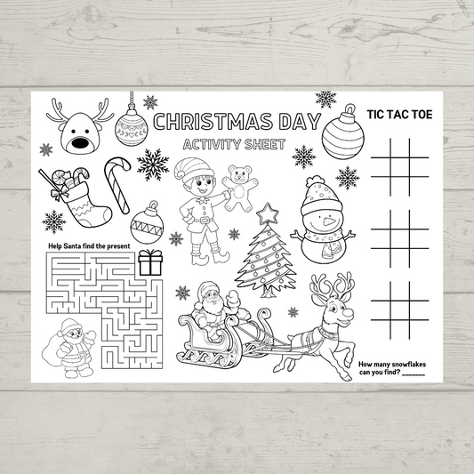 A4 Colouring Activity Sheets | Christmas Day Activity Sheets | Christmas Placemats (Design 1)