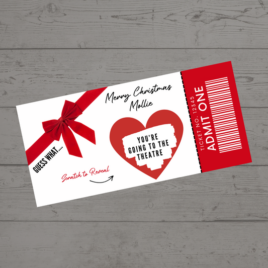 Red Bow Surprise Christmas Valentine Ticket Print | Personalised Christmas Valentine Ticket | Christmas Valentine Scratch Reveal | Gift Idea