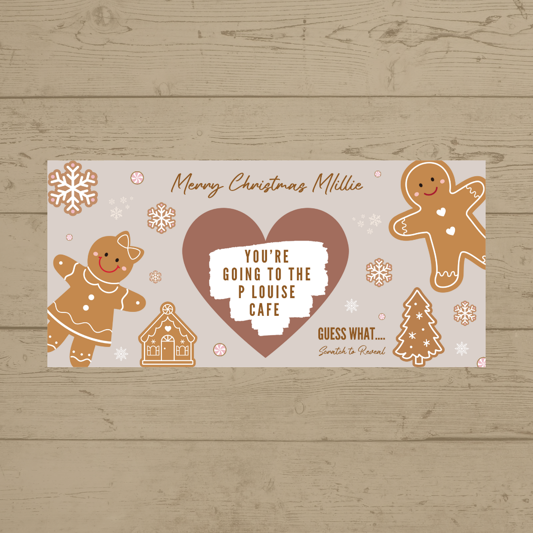 Gingerbread Surprise Christmas Ticket Print | Personalised Gingerbread Christmas Ticket | Christmas Scratch Reveal | Gift Idea