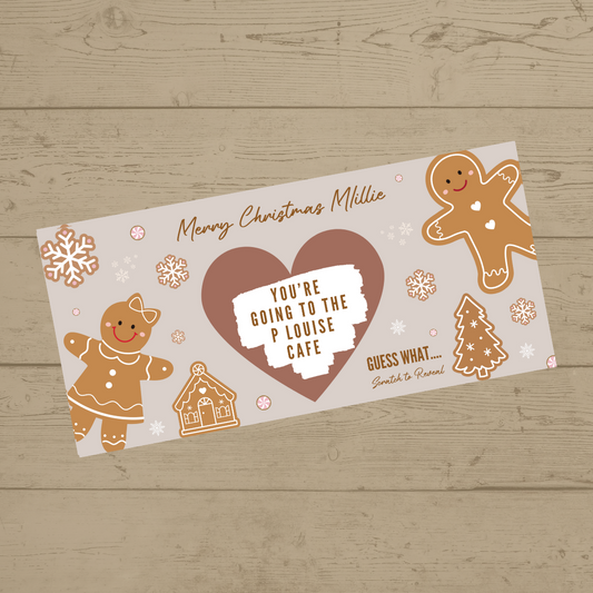Gingerbread Surprise Christmas Ticket Print | Personalised Gingerbread Christmas Ticket | Christmas Scratch Reveal | Gift Idea