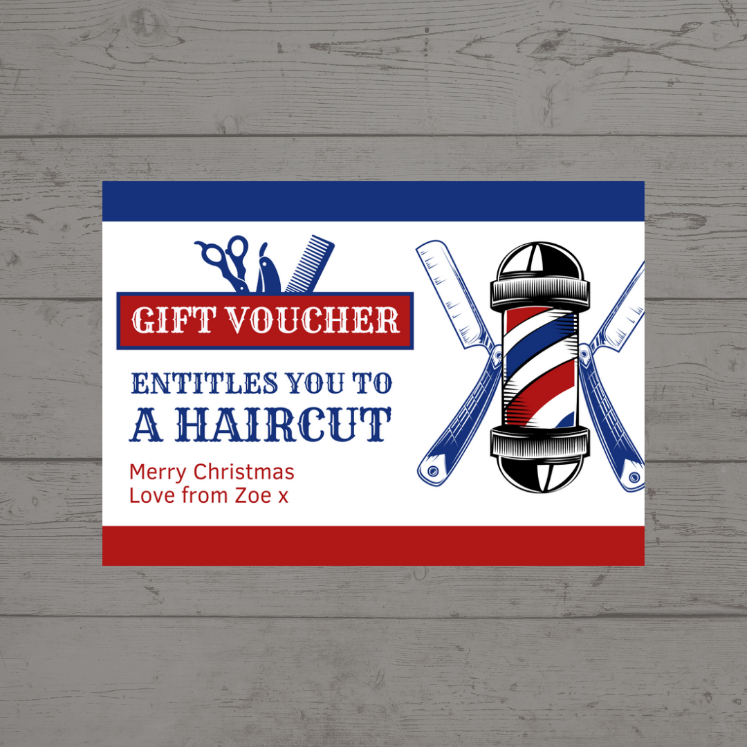 Christmas, Birthday Barber Gift Idea | Barber Haircut Voucher | A6 Print | Gift Idea