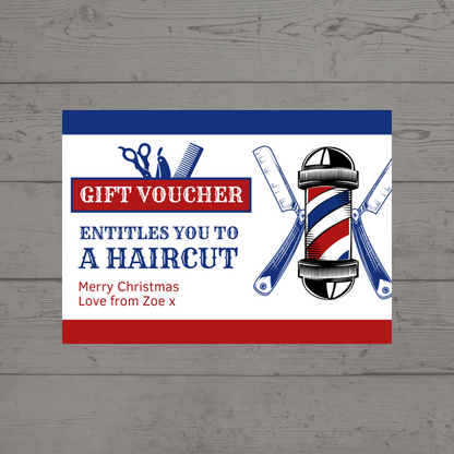 Christmas, Birthday Barber Gift Idea | Barber Haircut Voucher | A6 Print | Gift Idea