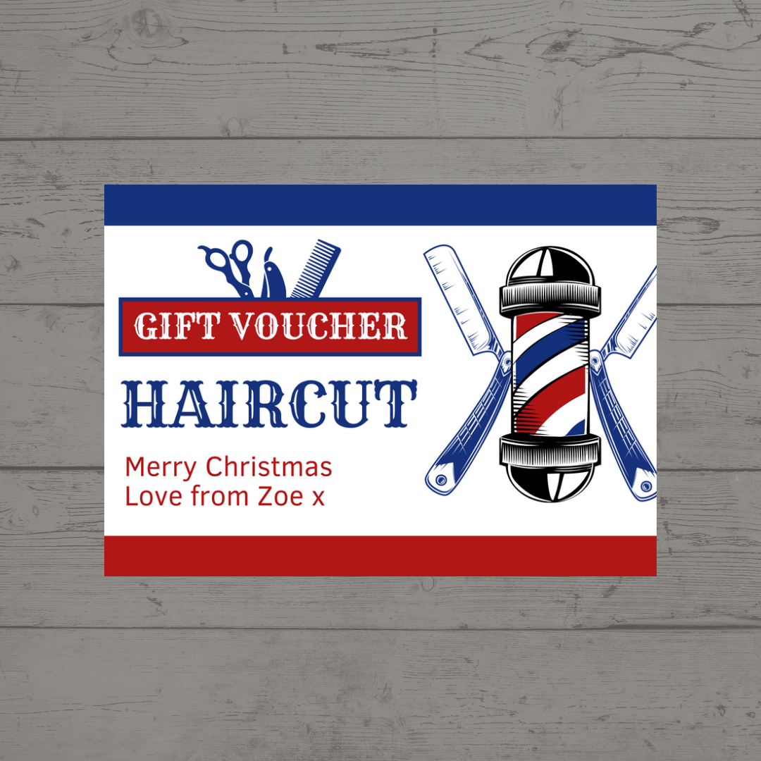 Christmas, Birthday Barber Gift Idea | Barber Haircut Voucher | A6 Print | Gift Idea