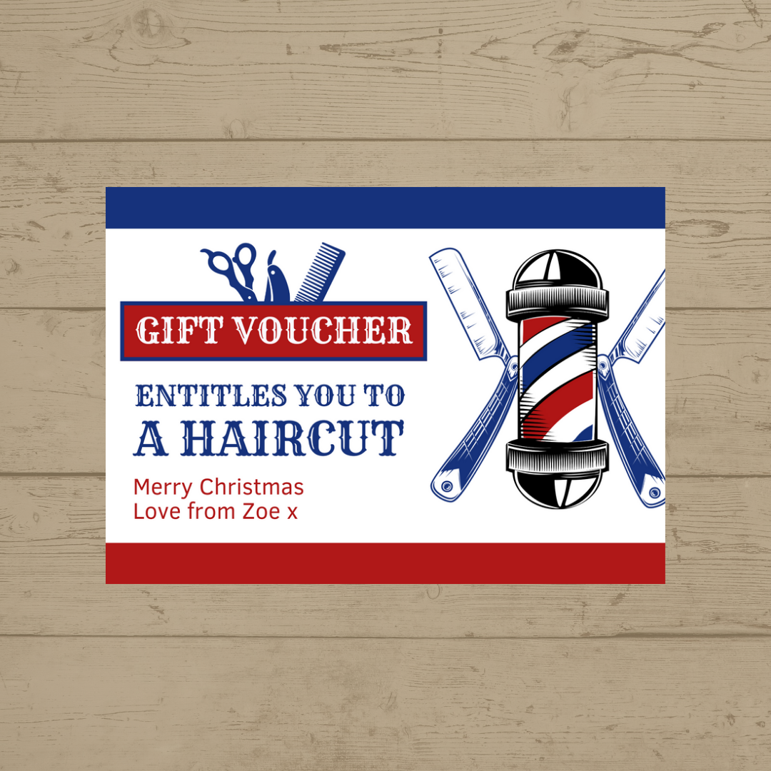 Christmas, Birthday Barber Gift Idea | Barber Haircut Voucher | A6 Print | Gift Idea