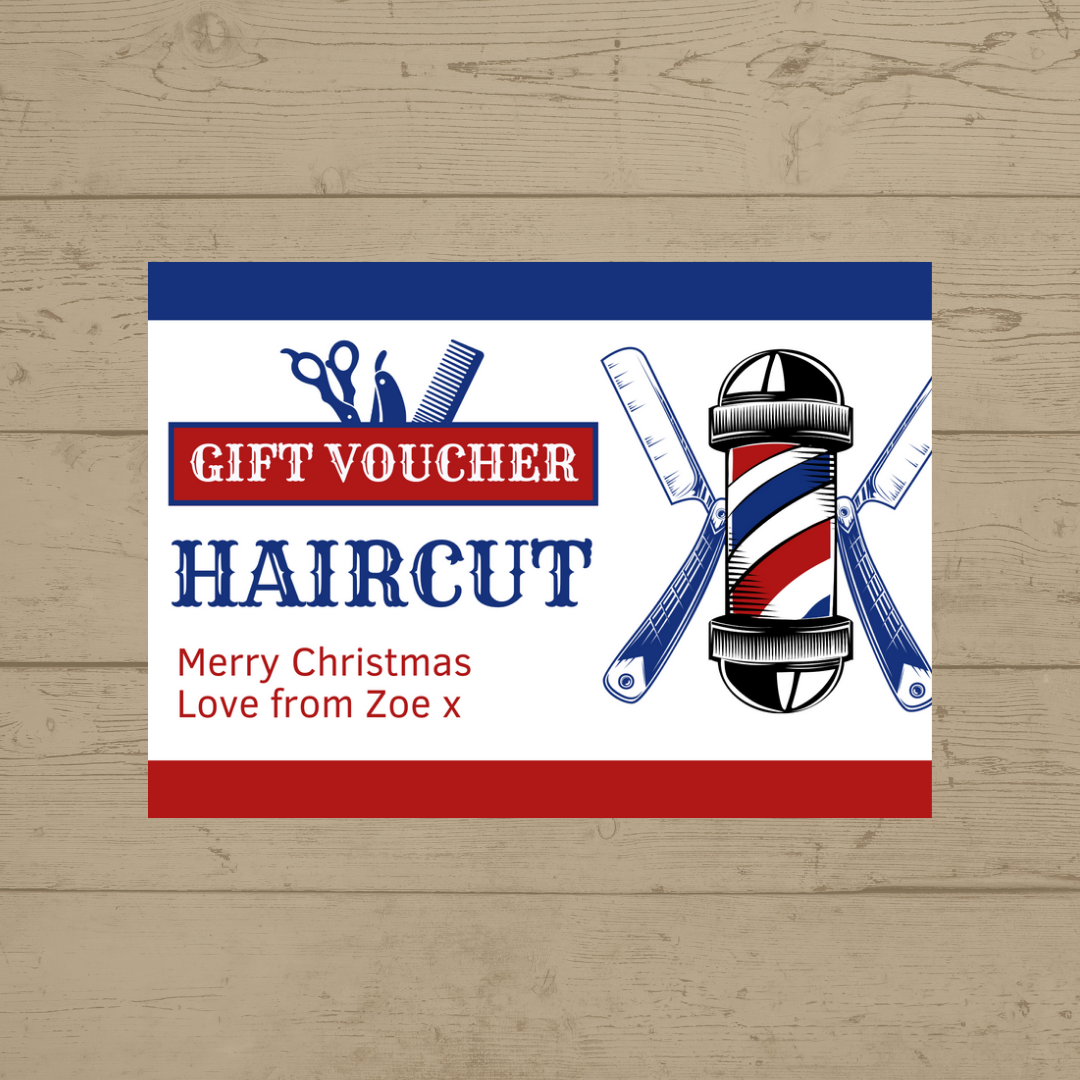 Christmas, Birthday Barber Gift Idea | Barber Haircut Voucher | A6 Print | Gift Idea