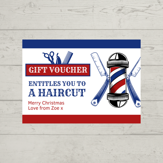 Christmas, Birthday Barber Gift Idea | Barber Haircut Voucher | A6 Print | Gift Idea