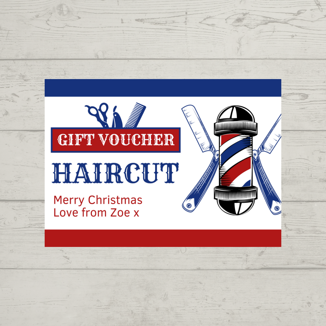 Christmas, Birthday Barber Gift Idea | Barber Haircut Voucher | A6 Print | Gift Idea