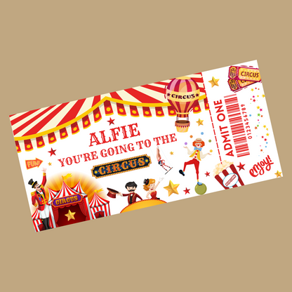 Surprise Circus Ticket Print | Personalised Circus Ticket Pass Voucher | Day Out Gift Idea