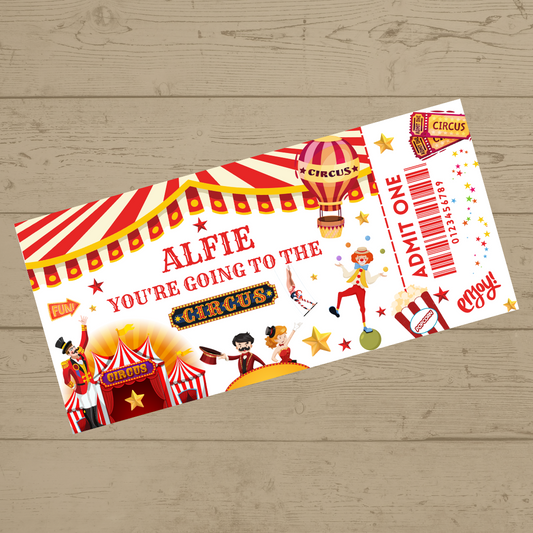 Surprise Circus Ticket Print | Personalised Circus Ticket Pass Voucher | Day Out Gift Idea