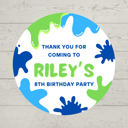 Blue Green Slime Party Stickers | Circle Stickers | Sticker Sheet | Party Stickers | Slime Party Theme