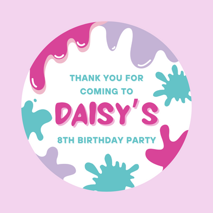 Pink Purple Slime Party Stickers | Circle Stickers | Sticker Sheet | Party Stickers | Slime Party Theme (Copy)