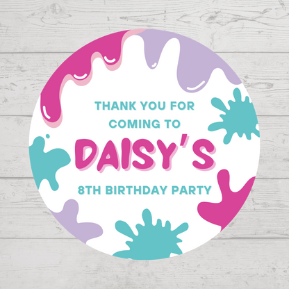 Pink Purple Slime Party Stickers | Circle Stickers | Sticker Sheet | Party Stickers | Slime Party Theme (Copy)