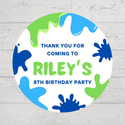 Blue Green Slime Party Stickers | Circle Stickers | Sticker Sheet | Party Stickers | Slime Party Theme