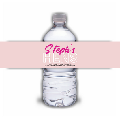 Light Pink Hen Party Water Bottle Labels | Hen Do Stickers | Hen Party Water Labels