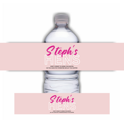 Light Pink Hen Party Water Bottle Labels | Hen Do Stickers | Hen Party Water Labels