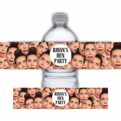 Photo, Face Design | Water Bottle Labels | Hen Party, Birthday Party