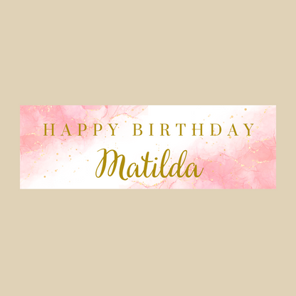 Pink Gold Banner | Personalised Pink Gold Birthday, Baby Shower, Christening Party Banner | Pink Gold Party Theme