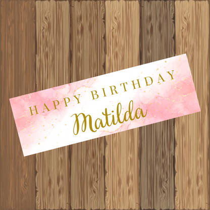 Pink Gold Banner | Personalised Pink Gold Birthday, Baby Shower, Christening Party Banner | Pink Gold Party Theme