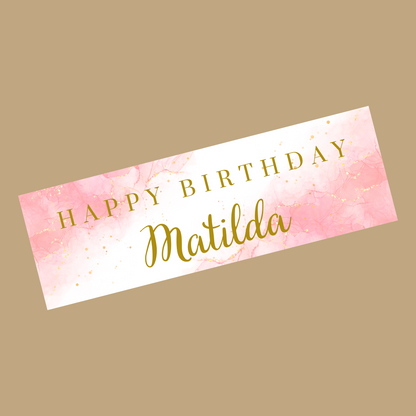 Pink Gold Banner | Personalised Pink Gold Birthday, Baby Shower, Christening Party Banner | Pink Gold Party Theme