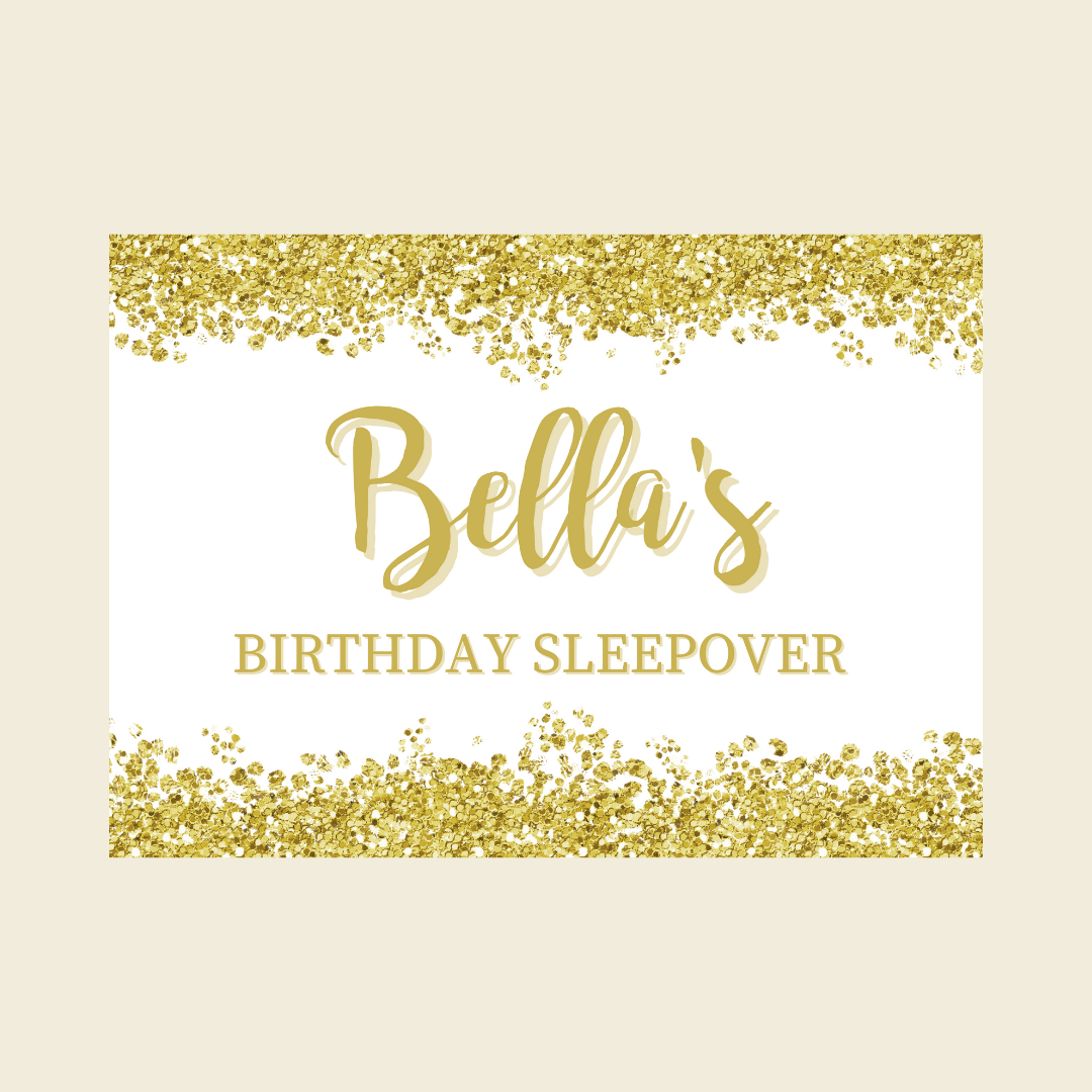 Rectangle Stickers | Gold & White Glitter Effect Party Stickers | Birthday, Baby Shower, Christening, Wedding, Engagement, Hen Party Stickers | Party Bag Stickers