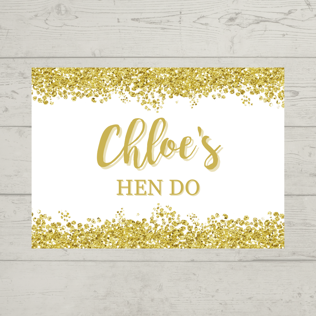 Rectangle Stickers | Gold & White Glitter Effect Party Stickers | Birthday, Baby Shower, Christening, Wedding, Engagement, Hen Party Stickers | Party Bag Stickers