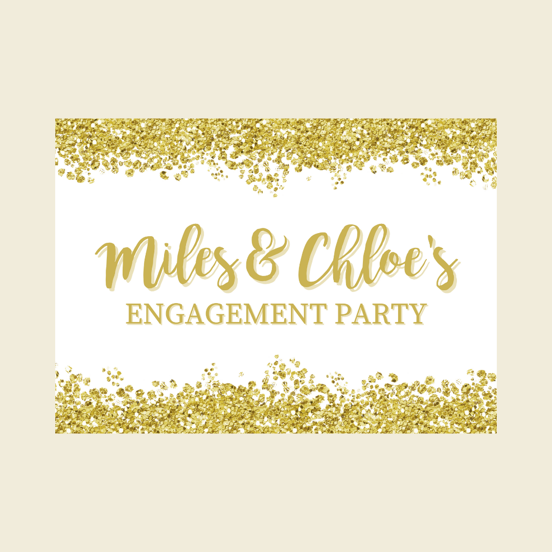 Rectangle Stickers | Gold & White Glitter Effect Party Stickers | Birthday, Baby Shower, Christening, Wedding, Engagement, Hen Party Stickers | Party Bag Stickers