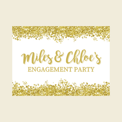 Rectangle Stickers | Gold & White Glitter Effect Party Stickers | Birthday, Baby Shower, Christening, Wedding, Engagement, Hen Party Stickers | Party Bag Stickers