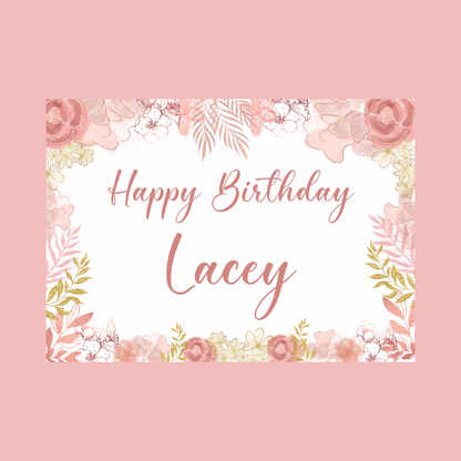 Rectangle Stickers | Blush Pink & Gold Floral Party Stickers | Birthday, Baby Shower, Christening, Wedding Party Stickers | Party Bag Stickers