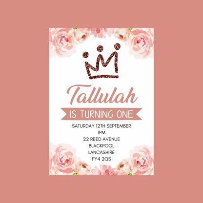 Floral Theme Birthday Party Invitations | A6 Invites | Floral Theme Invitations | Party Invitations