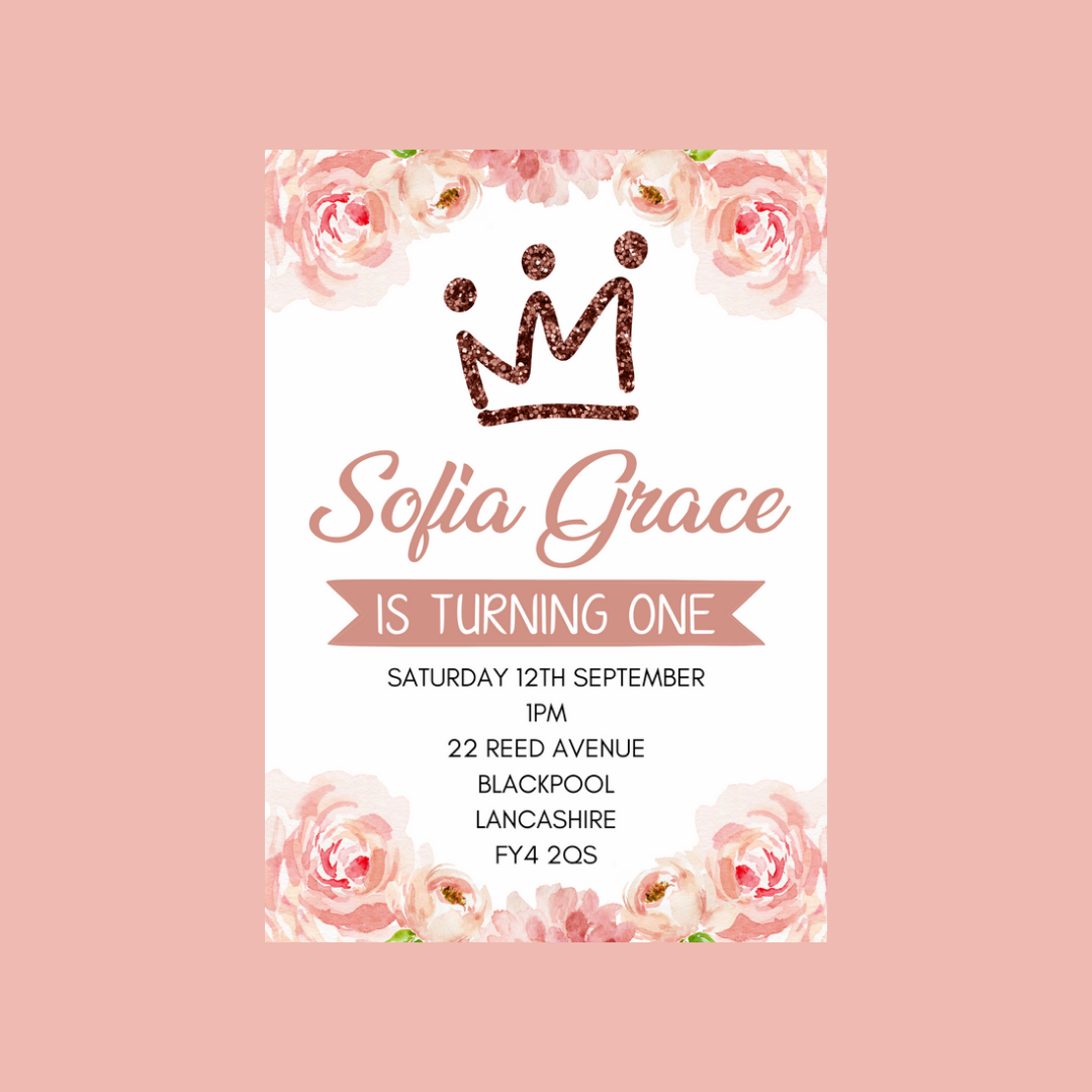 Floral Theme Birthday Party Invitations | A6 Invites | Floral Theme Invitations | Party Invitations