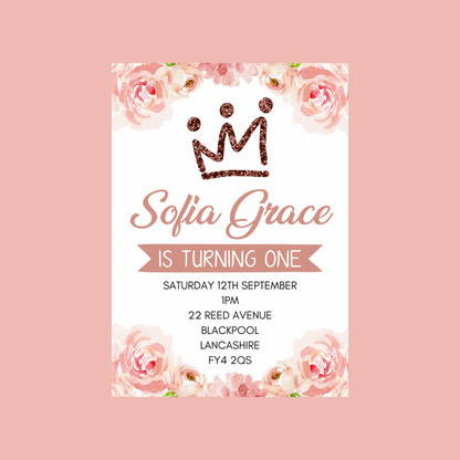 Floral Theme Birthday Party Invitations | A6 Invites | Floral Theme Invitations | Party Invitations