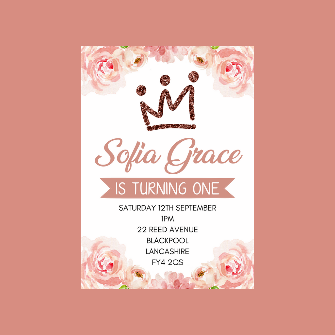 Floral Theme Birthday Party Invitations | A6 Invites | Floral Theme Invitations | Party Invitations