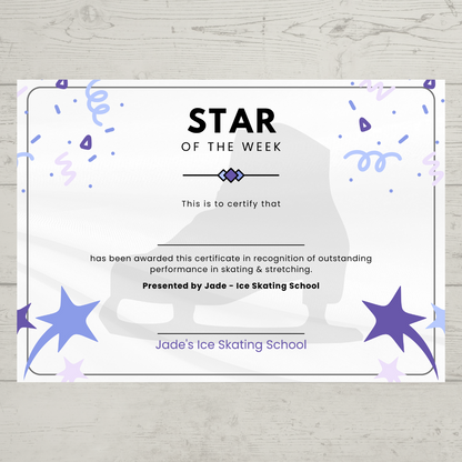 A4 Certificate | Ice Skating Certificates | Business Supplies | Design 2