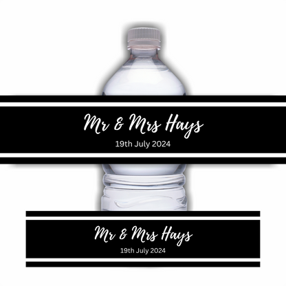 Black White Design | Water Bottle Labels | Wedding - Engagement Water Labels