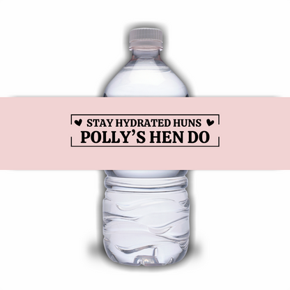 Pink Hen Party Design | Water Bottle Labels | Standard Size Water Bottle Labels | Fit 500ml Bottles | Waterproof Labels