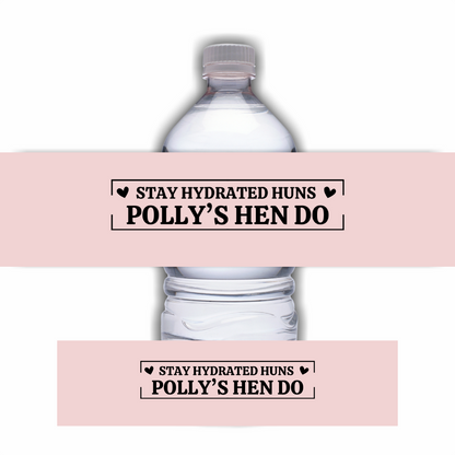 Pink Hen Party Design | Water Bottle Labels | Standard Size Water Bottle Labels | Fit 500ml Bottles | Waterproof Labels