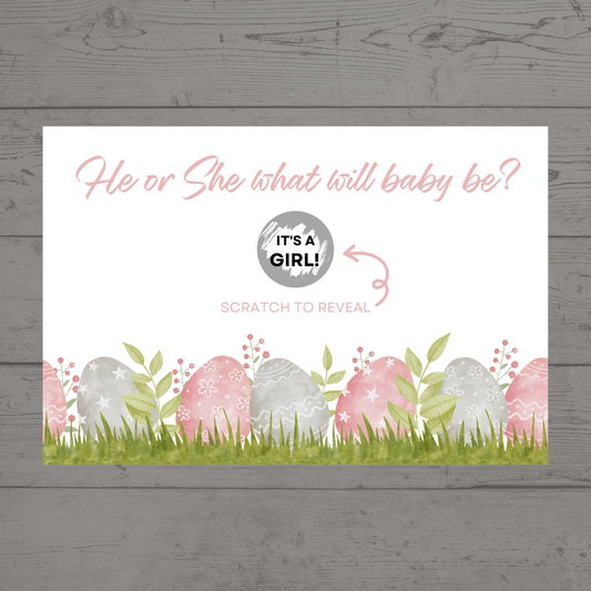 Easter Surprise Gift Voucher Print | He Or She What Will Baby Be | Ticket Pass Voucher | Scratch Reveal Idea