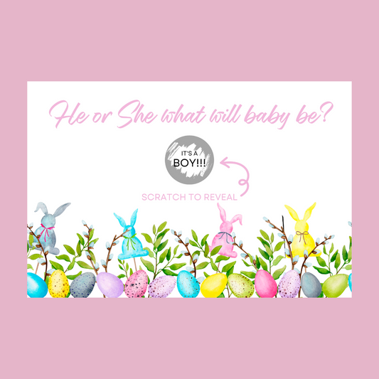 Easter Surprise Gift Voucher Print | He Or She What Will Baby Be | Ticket Pass Voucher | Scratch Reveal Idea