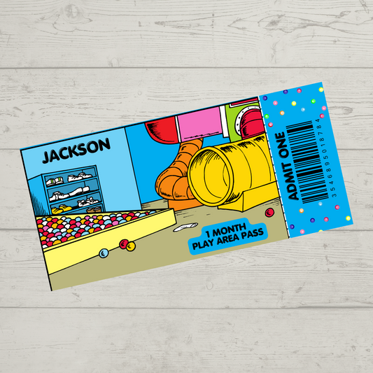 Surprise Ticket Print | Personalised Play Area Ticket Pass Voucher Membership | Gift Idea