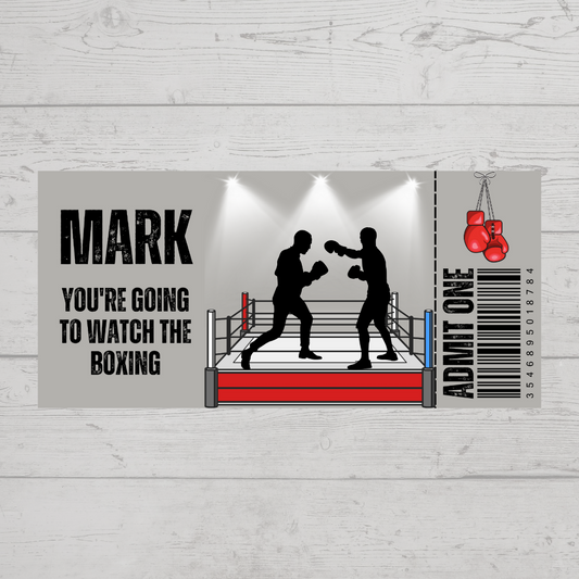 Surprise Ticket Print | Personalised Boxing Ticket Pass Voucher Membership | Gift Idea