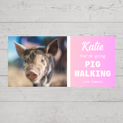 Surprise Ticket Print | Personalised Pig Walking Ticket Pass Voucher Membership | Gift Idea