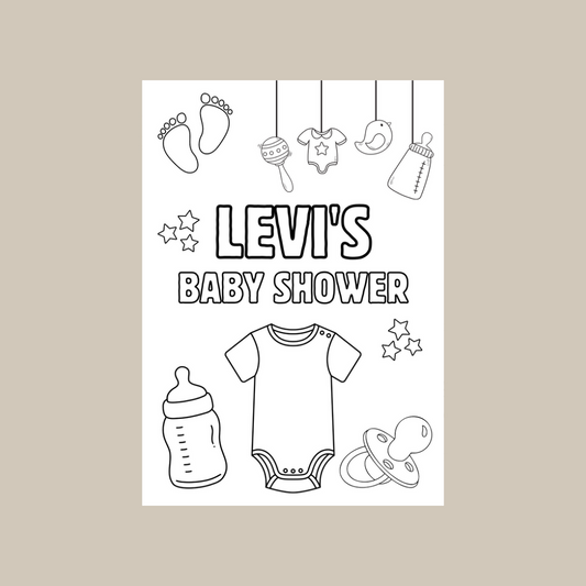 A6 Colouring Sheets | Personalised Baby Shower Colouring Sheets | Party Favours
