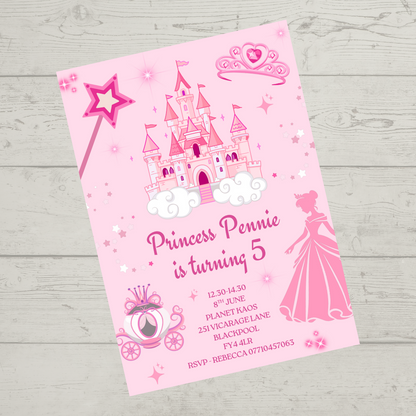 Princess Party Invitations | A6 Invites | Princess Theme Invitations | Party Invitations