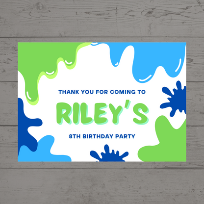 Rectangle Stickers | Blue Green Slime Party Stickers | Birthday Party Stickers | Party Bag Stickers