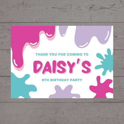 Rectangle Stickers | Pink Purple Slime Party Stickers | Birthday Party Stickers | Party Bag Stickers