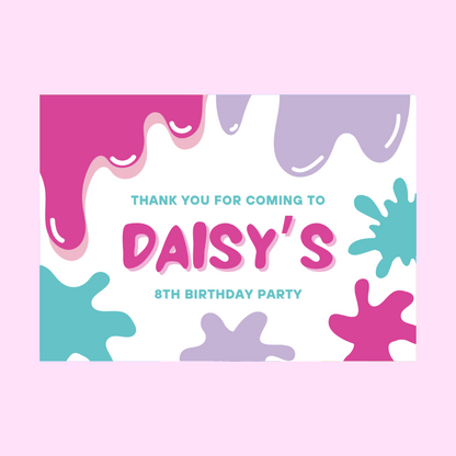 Rectangle Stickers | Pink Purple Slime Party Stickers | Birthday Party Stickers | Party Bag Stickers