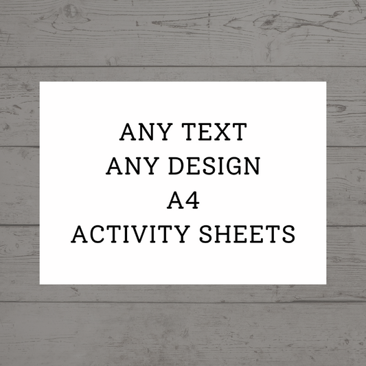 A4 Colouring Activity Sheets | Personalised Custom, Any Design, Activity Sheets | Party Bag Favours | Party Placemats