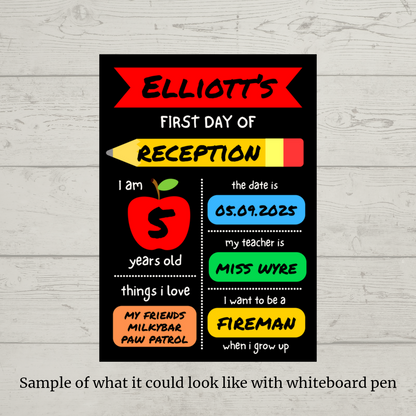 Children's Multi Coloured Print | First Day Of School Photo Prop | Laminated Keepsake